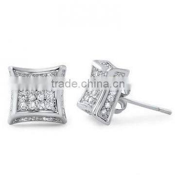 Sterling Silver square Micro Pave Cz Earrings