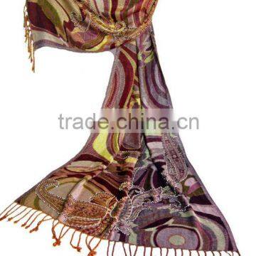 indian fashion scarf with beads work