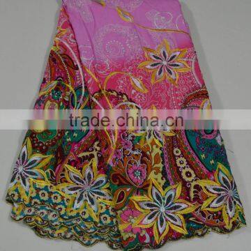 2015 New Arrival Bule 100 % Cotton Big Voile Lace Polish Lace Fabrics Wholesale photo-2