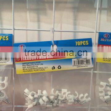 supply white circle nail wire clip /nail cable clips 28mm