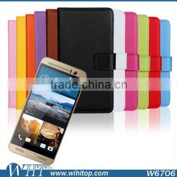 2015 New Products Wallet Real Leather Flip Stand Mobile Phone Case Cover for HTC One M9