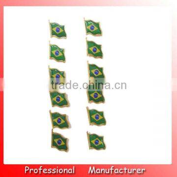 popular and durable metal flag pin badge,football pin badge,Brazil flag pin badge