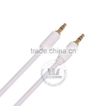 Step Down Design White Metal Shell 3.5mm Male To Male Stereo Audio Car Aux Cable