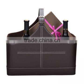 Cross line storage basket pseudoderm hand basket artificial leather gift basket storage basket gift gift basket of Dragon Boat F