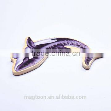 2016 custom beautiful creative pretty whale shape wood fridge magnets for kids