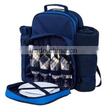 4 Person Picnic Bag With Backpack Strap/carrying Handle and Waterproof PEVA Backing Fleece Blanket photo-2
