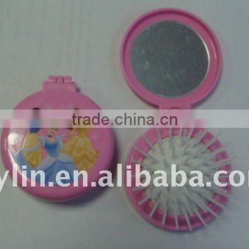 plastic pocket mirror with hair brush