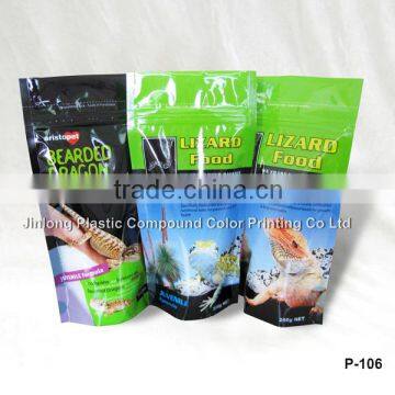 stand up bird food bag with zipper and bottom gusset