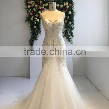 Guangzhou Factory Real Sample Latest Wedding Dress 2016 Lace Appliqued photo-6