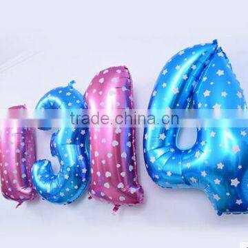 40 inch number balloons blue and pink foil helium Balloon for party decoration globos