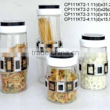 CP111KT2 glass jar with decal printing with plastic lid