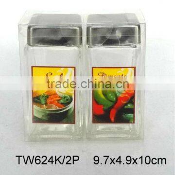TW624K/2P 2pcs glass salt and pepper shaker with decal printing