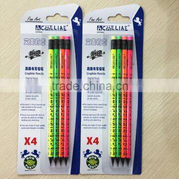 Standard Size Round Shape Black Wood Blister Card Neon HB Pencil With Heat Rolling Logo photo-2