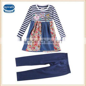 (HG5879) 2-6Y New arrive nova kids wear baby girls suits fancy design ebroidery princess flower girls clothing sets