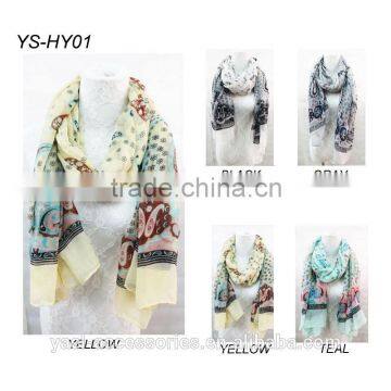 New Spring Scarf Women Scarf Fish Floral Pattern Print Scarf