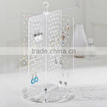 innovative clear rotating acrylic earring holder,acrylic earring display,acrylic jewelry holder manufacturer