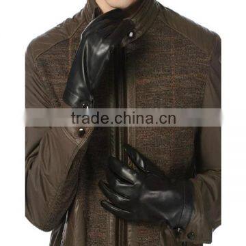 Handsome Men choice black leather gloves with classical style