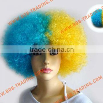 bob trading best quality football fan wig/hair football fans wig blue