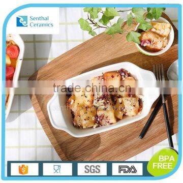 Chaozhou Fengxi Porcelain White Baking Pan With Handles for Home Restaurant photo-2