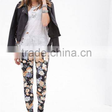 New Women Floral Print Leggings Stretchy Sexy Jeggings Pencil Pants Plus Size photo-5