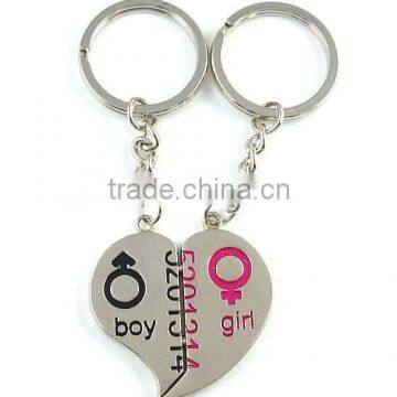 Key zinc alloy, with broken heart to be 2pcs