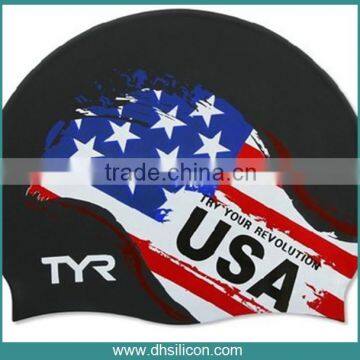 High silicone flag swim cap