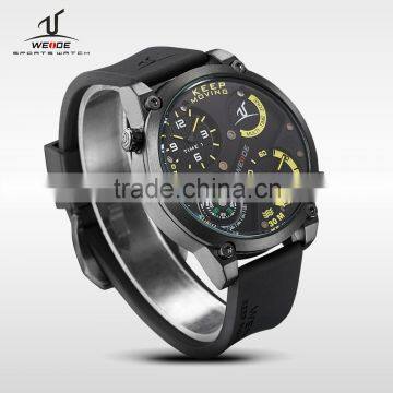 WEIDE 2016 Stainless Steel Back Water Resistant Watches Best Seller Model With Compass Soft Silicone Strap Express Watch