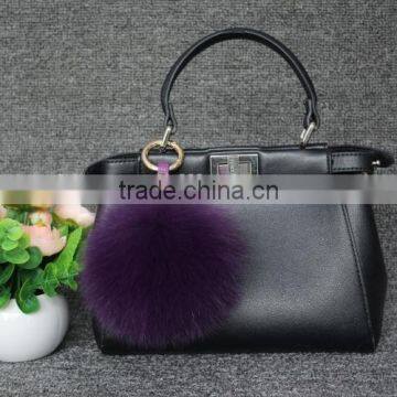 Genuine fur bag charm hand made wholesale fox fur key chain fox fur key ring