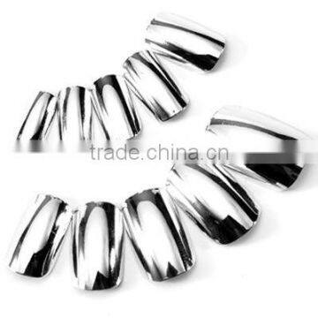 Metallic Silver French False Nail Tips 100pcs + box HN191