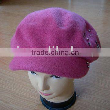 Fashion pink women's knit winter wool leisure cap