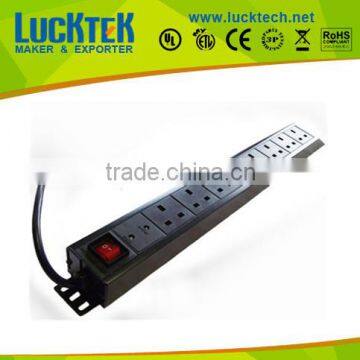 8ways PDU sockets,1.5U 19inch UK 4Ways PDU with switch,high quality