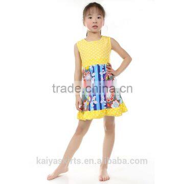 2016 sleeveless kids cotton frocks design long frocks for teenagers