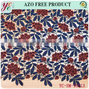 Fashion multicolor water soluble chemical lace fabric embroidery for elder women