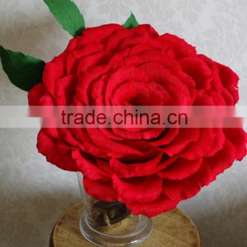 Giant Crepe Paper Rose, Large Cardinal Red Rose, Valentine Rose, Large Wedding Rose, Large Velvet Red Paper Flower