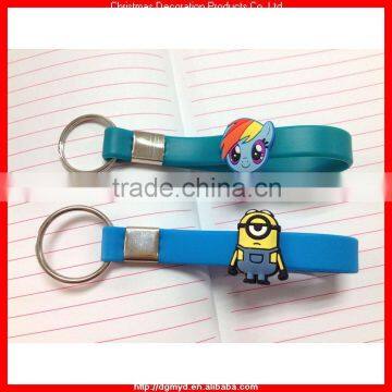 Cute silicone key chain with pony and minion (kms-0936)