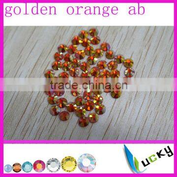 Hot sale highest quality HOT FIX DMC rhinestone new color golden orange ab