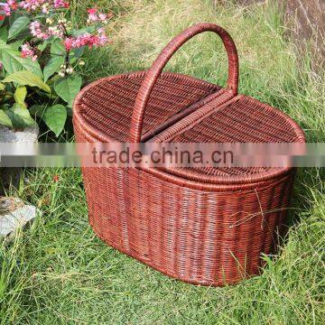 Natural Rattan Woven Fruits Picnic Basket With Cover photo-5