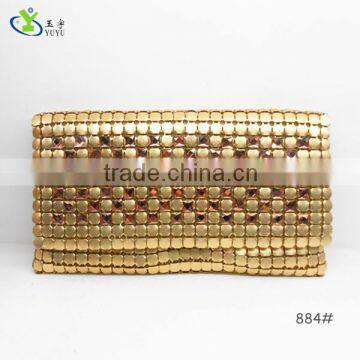 New Ladies aluminum Gold clutch evening shoulder bag