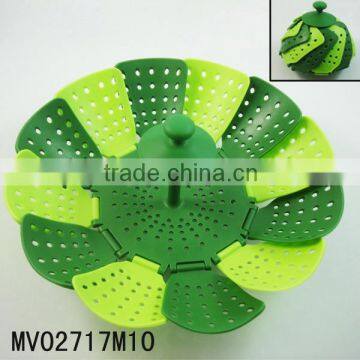 Nylon Collapsible Steamer Basket,Green and Dark green
