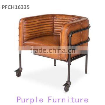 stainless steel with wheels hotel luxury chair living room chair with leather fabric