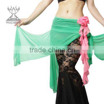 Wholesale Qiancai Wuchieal colorful bellydance hip scarves,rose flower belly dance hip scarf (YL120)