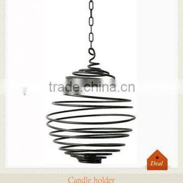 Metal hanging spiral wire taper candle holder