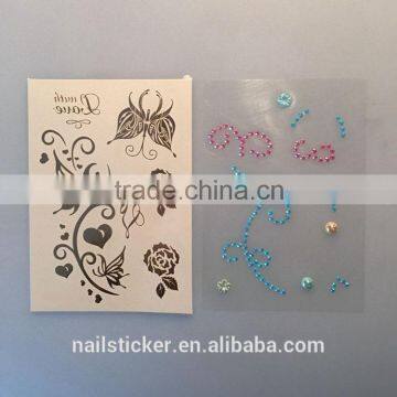 Custom New Fashion Rhinestone Metallic Tattoo Crystal Gold Foil Tattoo Stickers photo-6