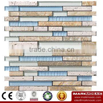 IMARK Mixed Color Marble Mosaic Tiles and Painting Glass Mosaic Tiles for Wall Decoration Code IXGM8-076