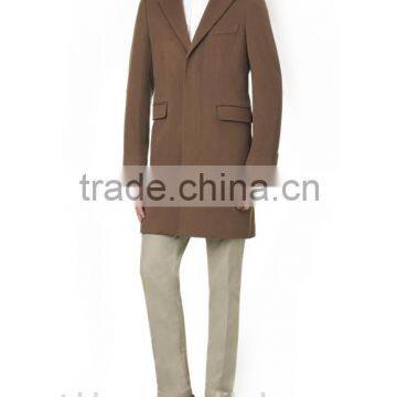 2014 new style 100% cashmere classic brown wool long overcoats for men