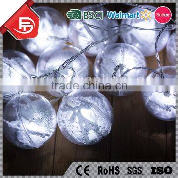 TZFEITIAN 10L warm white plastic ball battery snow ball christmas ornament solar string light