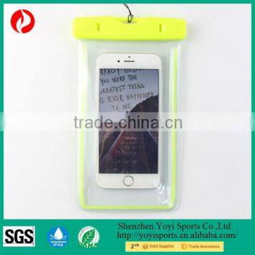 Fluorescent PVC Waterproof Pouch with Glow Stick waterproof bag for phone