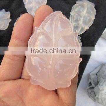 Beautiful carved rose quartz leaf for wholesale