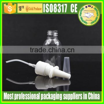 Plastic nasal spray bottle with nasal spray pump