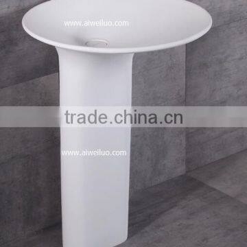 Customized half pedestal wash basin / solid surface artificial stone freestanding basin